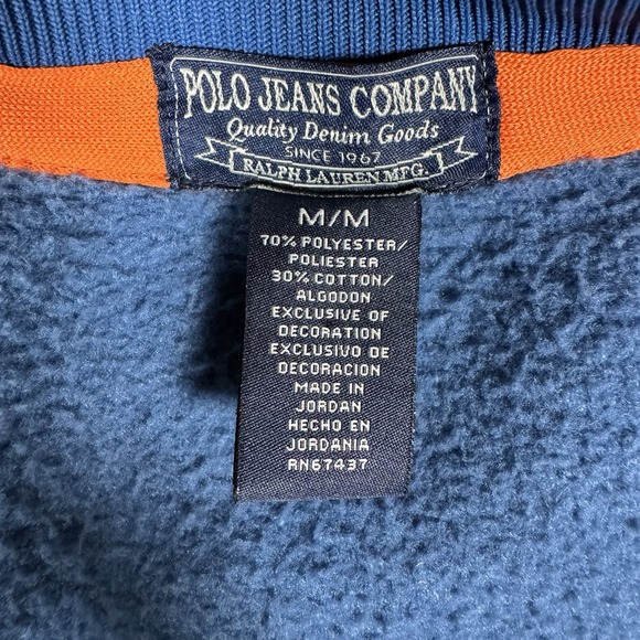 VTG 90's Polo Jeans Co Ralph Lauren Track Jacket Full Zip Royal Blue Mens Size M - Picture 6 of 10